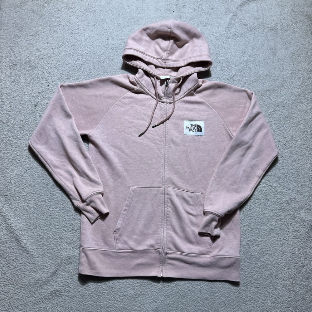 The North Face Hoodie Womens Medium Light‎ Pink Full Zip Fleece Sweater Logo